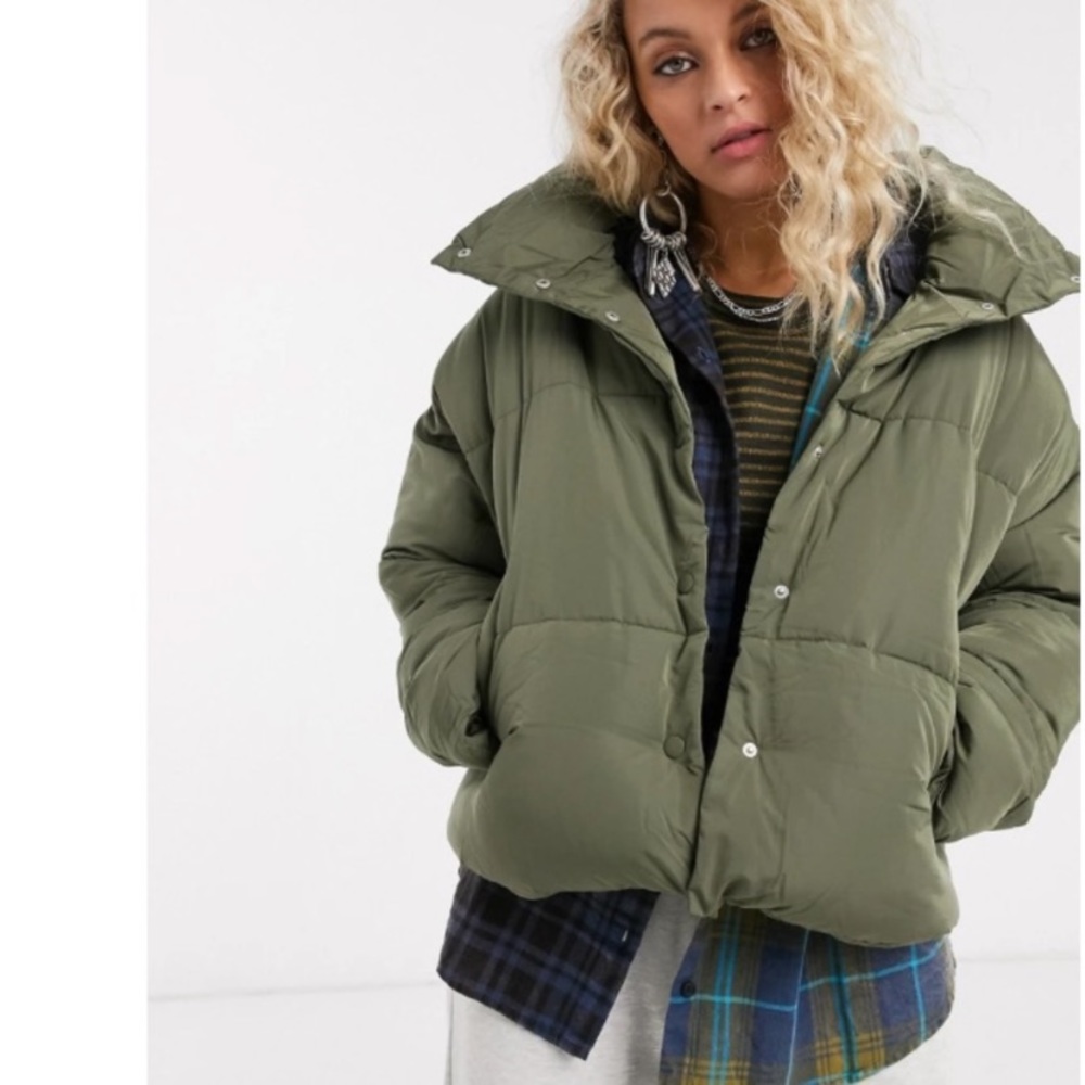 Free People Olive Green Puffer jacket